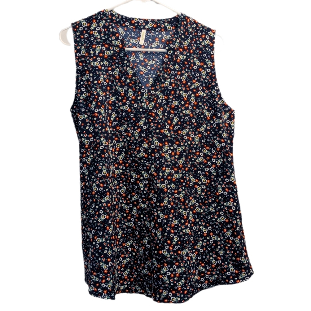 Anyhold Blue Floral Sleeveless Blouse M - Picture 2 of 2